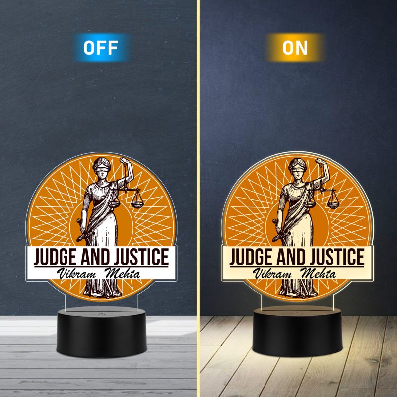 Personalized Judge and Justice LED Lamp with Warm White Light Gift for Judge Men & Women Home & Judge Office Desk Decor Light